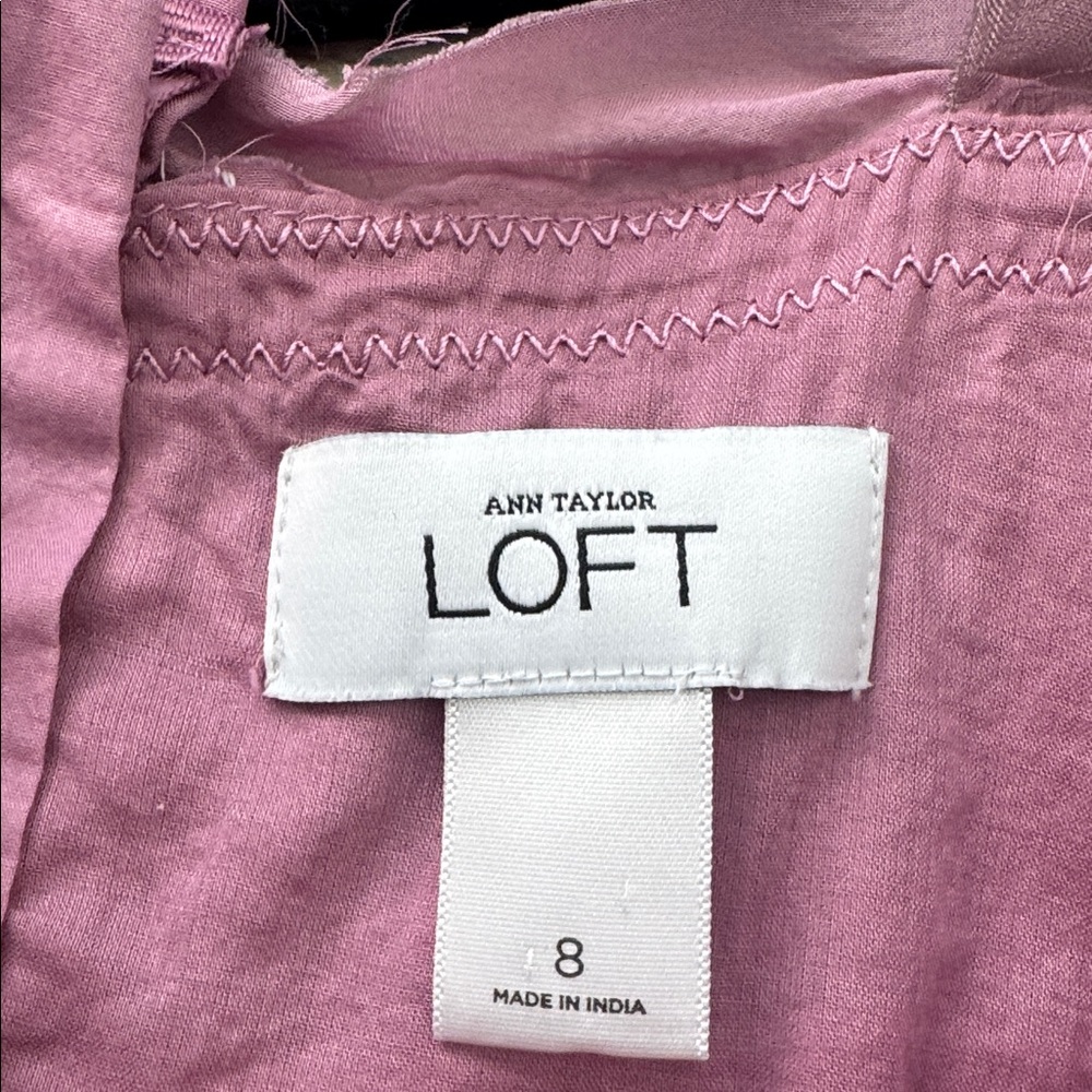 Ann Taylor Loft Lavender Ballerina Type Dress w/Ribbon Waist Sheer Straps Size 8 - Picture 9 of 12